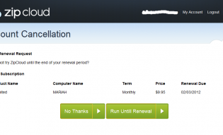 Zip Cloud Cancellation / Can we keep your money